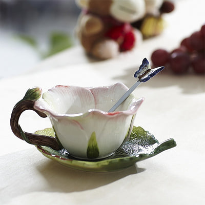 Juego de Tazas de Cerámica Diseño Rosa - Té y Café - Image 5