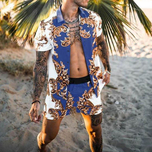 Conjunto de Playa Floral para Hombre - Camisa y Pantalones Cortos - Image 15