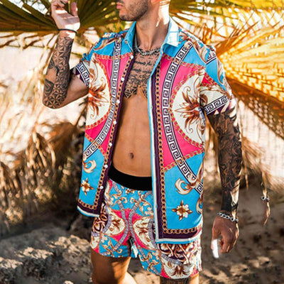 Conjunto de Playa Floral para Hombre - Camisa y Pantalones Cortos - Image 26