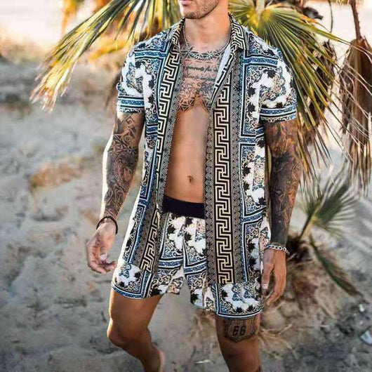 Conjunto de Playa Floral para Hombre - Camisa y Pantalones Cortos - Image 21
