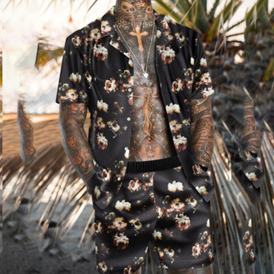 Conjunto de Playa Floral para Hombre - Camisa y Pantalones Cortos - Image 22