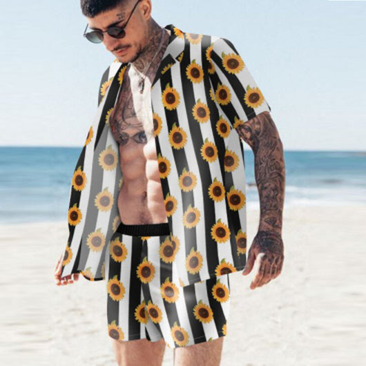 Conjunto de Playa Floral para Hombre - Camisa y Pantalones Cortos - Image 24