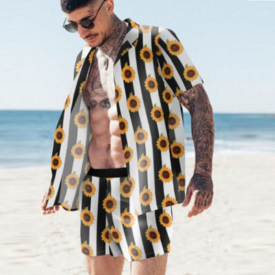 Conjunto de Playa Floral para Hombre - Camisa y Pantalones Cortos - Image 8