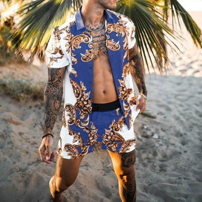 Conjunto de Playa Floral para Hombre - Camisa y Pantalones Cortos - Image 12