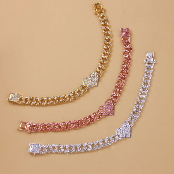 Tobillera Corazón de Diamantes Estilo Cubano - Joya de Moda