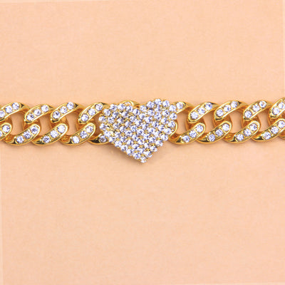 Tobillera Corazón de Diamantes Estilo Cubano - Joya de Moda - Image 4