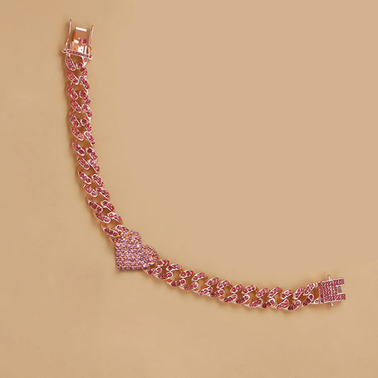 Tobillera Corazón de Diamantes Estilo Cubano - Joya de Moda - Image 3