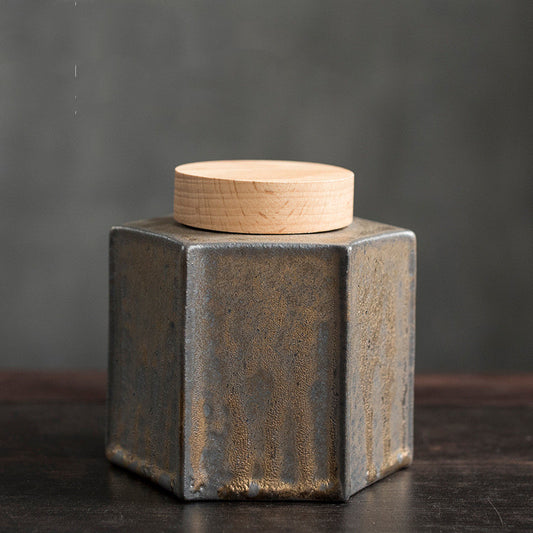 Lata de Té Pequeña con Tapa de Madera Hermética