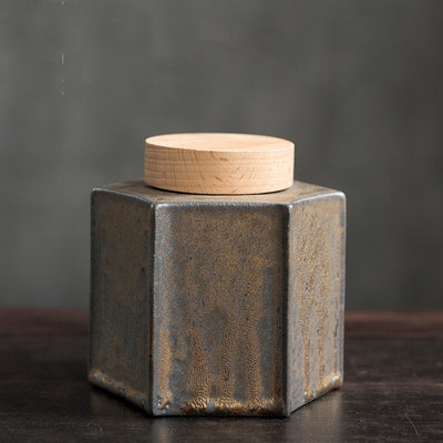 Lata de Té Pequeña con Tapa de Madera Hermética
