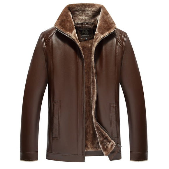 Chaqueta de Cuero para Hombre con Forro de Pelaje