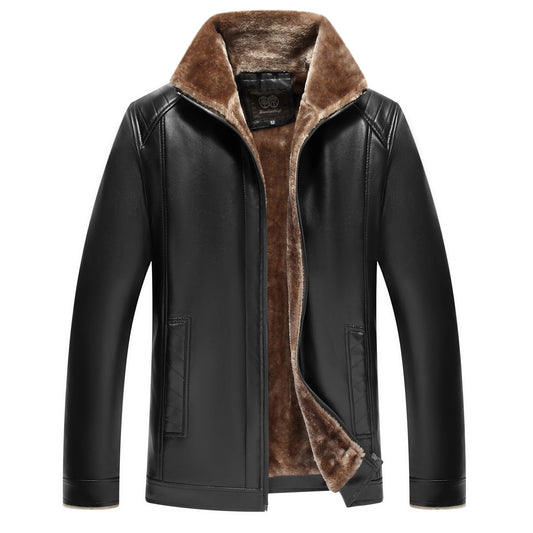 Chaqueta de Cuero para Hombre con Forro de Pelaje