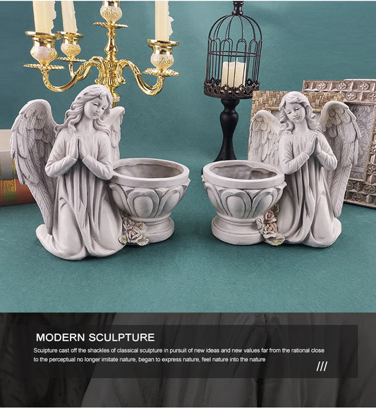 Maceta Decorativa Ángel Artesanal para Suculentas y Plantas