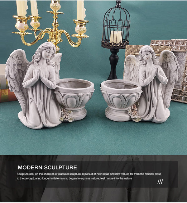 Maceta Decorativa Ángel Artesanal para Suculentas y Plantas