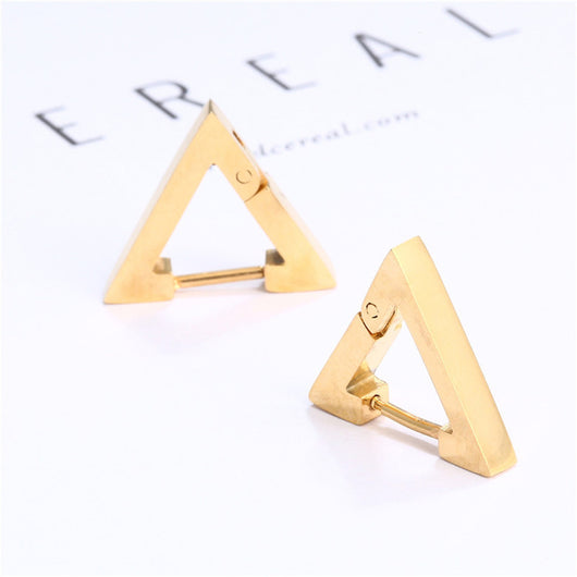 Aros Triangulares de Acero Inoxidable para Hombre y Mujer - Diseño Punk Hip Hop - Image 28