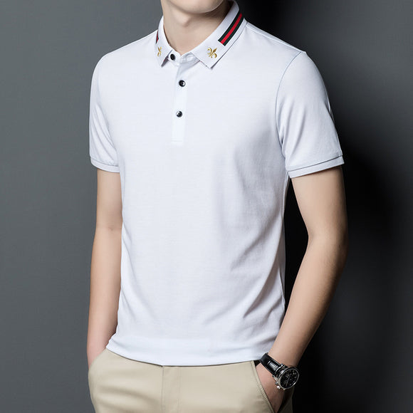 Camiseta Manga Corta Hombre Verano - Diseño Clásico Cuello Solapa Fit Relajado