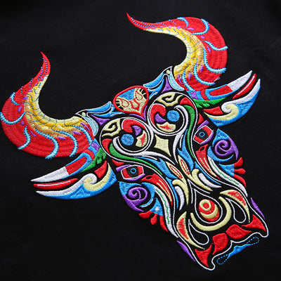 Playera Suelta Bordada Año del Buey para Hombre - Image 4