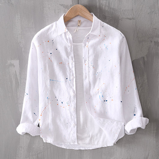 Camisa de Lino Manga Larga Casual para Hombre - Image 8