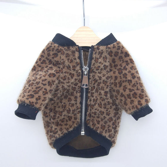 Abrigo para Mascota con Estampado de Leopardo y Mangas Largas - Colección Otoño