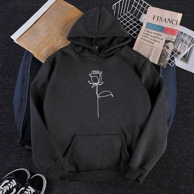 Sudadera con Capucha Holgada para Parejas con Estampado de Rosas Graffiti - Image 6