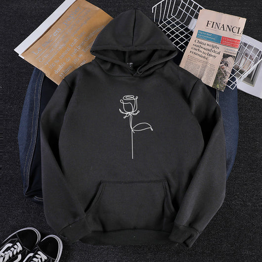 Sudadera con Capucha Holgada para Parejas con Estampado de Rosas Graffiti - Image 6