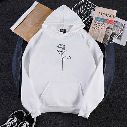 Sudadera con Capucha Holgada para Parejas con Estampado de Rosas Graffiti - Image 9