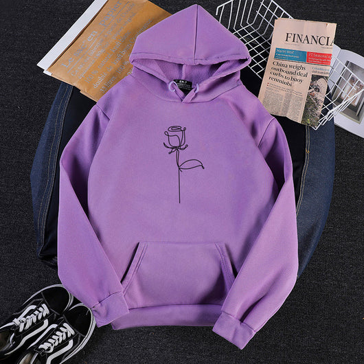 Sudadera con Capucha Holgada para Parejas con Estampado de Rosas Graffiti - Image 8