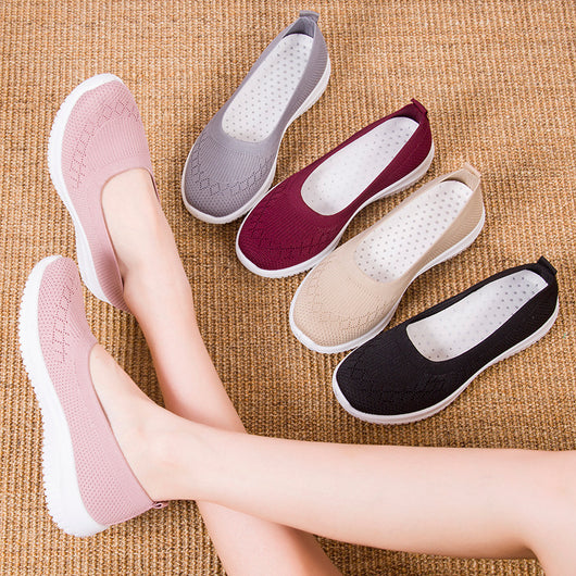 Zapatillas Tejidas Beijing Clásicas para Mujer - Comodidad Plana y Ligera