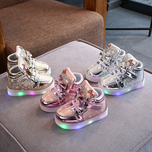 Zapatos LED con Estrellas y Cristales para Niñas - Luces Intermitentes