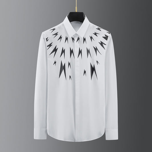 Camisa Manga Larga Hombre Premium con Estampado de Presión Eléctrica