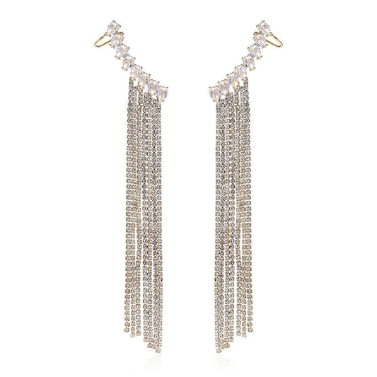 Aretes de Circón con Borla Exagerada - Diseño Elegante y Llamativo
