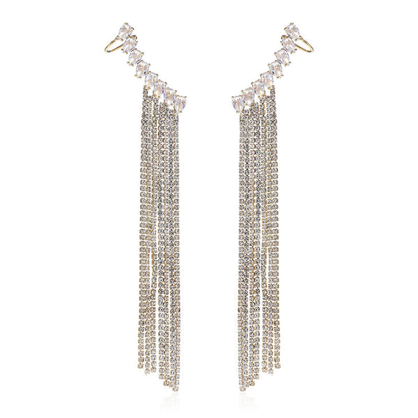 Aretes de Circón con Borla Exagerada - Diseño Elegante y Llamativo