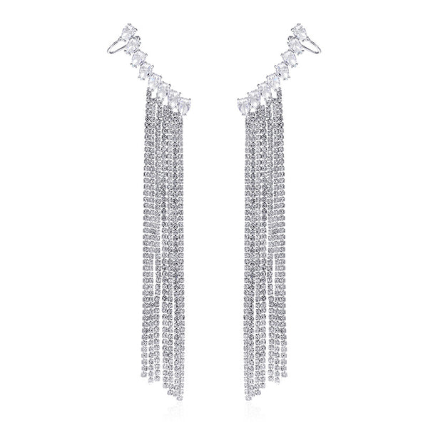 Aretes de Circón con Borla Exagerada - Diseño Elegante y Llamativo