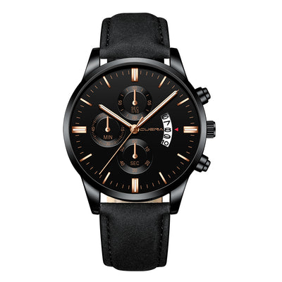 Reloj Deportivo Hombre Acero Inoxidable Correa Cuero Movimiento Cuarzo - Image 6