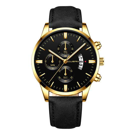 Reloj Deportivo Hombre Acero Inoxidable Correa Cuero Movimiento Cuarzo - Image 11