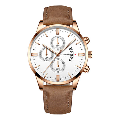 Reloj Deportivo Hombre Acero Inoxidable Correa Cuero Movimiento Cuarzo - Image 13