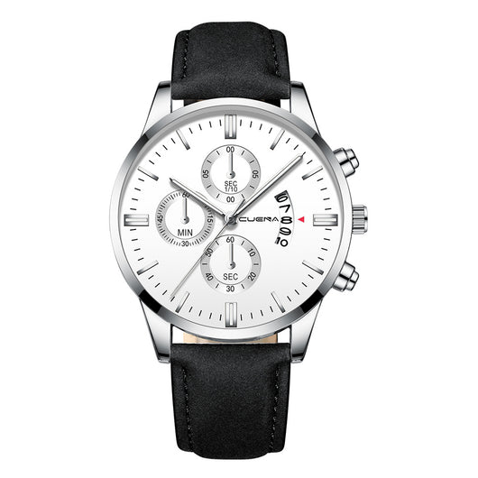 Reloj Deportivo Hombre Acero Inoxidable Correa Cuero Movimiento Cuarzo - Image 15