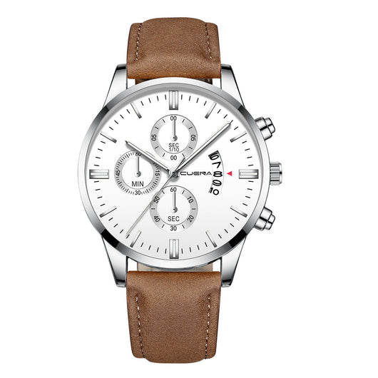 Reloj Deportivo Hombre Acero Inoxidable Correa Cuero Movimiento Cuarzo - Image 16
