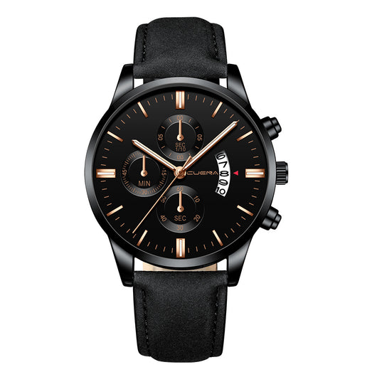 Reloj Deportivo Hombre Acero Inoxidable Correa Cuero Movimiento Cuarzo - Image 25