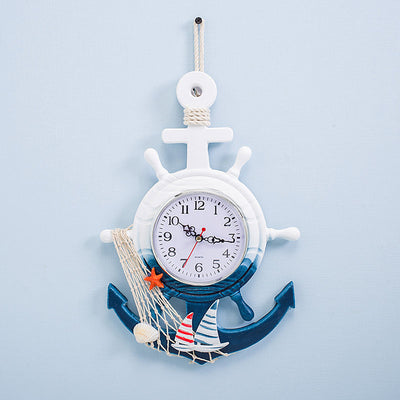 Reloj de Pared Timón Náutico Azul y Blanco con Diseño Ancla Marinero - Image 10
