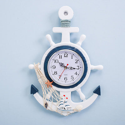 Reloj de Pared Timón Náutico Azul y Blanco con Diseño Ancla Marinero - Image 14