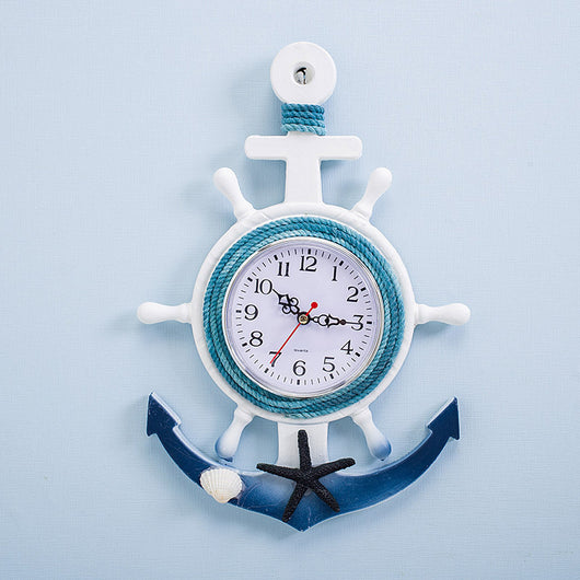 Reloj de Pared Timón Náutico Azul y Blanco con Diseño Ancla Marinero - Image 12