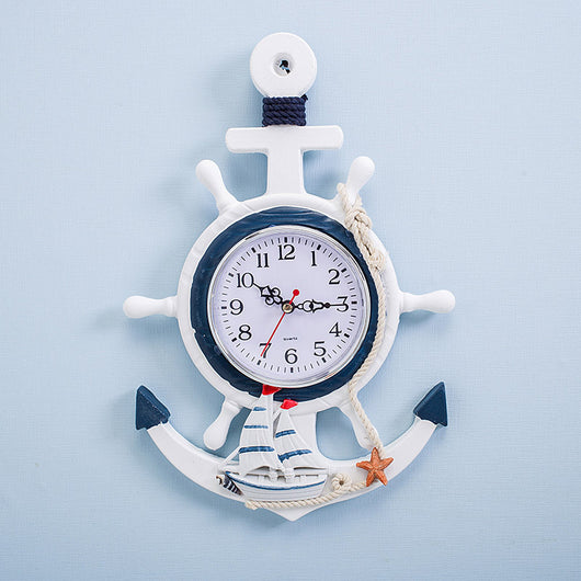 Reloj de Pared Timón Náutico Azul y Blanco con Diseño Ancla Marinero - Image 13