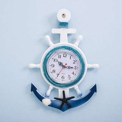 Reloj de Pared Timón Náutico Azul y Blanco con Diseño Ancla Marinero - Image 6