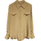 Blusa de Seda Zhen con Cuello Cuadrado y Botones - Corte Holgado Liso