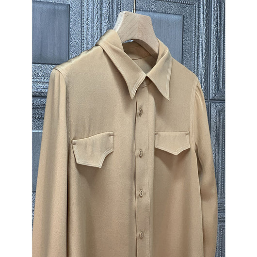 Blusa de Seda Zhen con Cuello Cuadrado y Botones - Corte Holgado Liso - Image 3