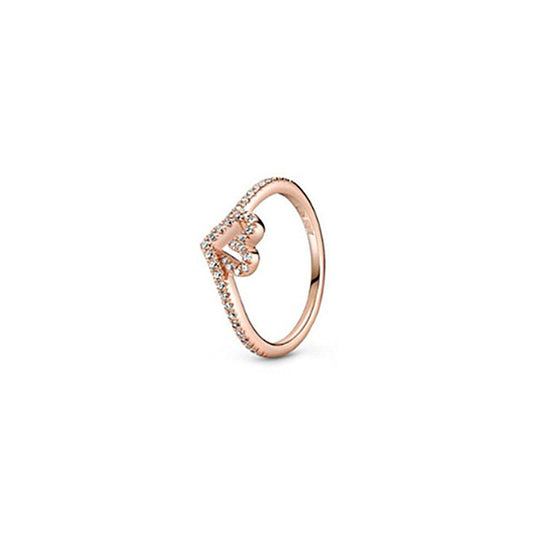 Anillo de Plata Esterlina con Corazón de Resina y Detalles en Oro Rosado