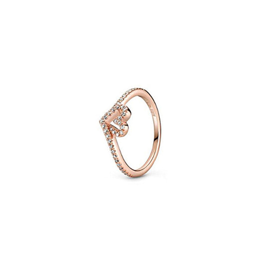 Anillo de Plata Esterlina con Corazón de Resina y Detalles en Oro Rosado