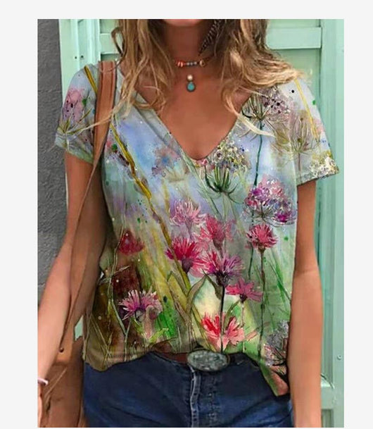 Camiseta Estampada Cuello V Manga Corta - Image 10