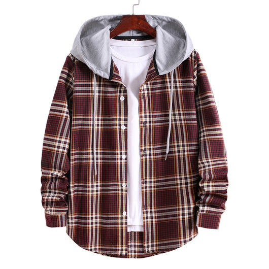 Camisa Cuadriculada con Capucha para Hombre - Estilo Coreano Casual Holgado - Image 8