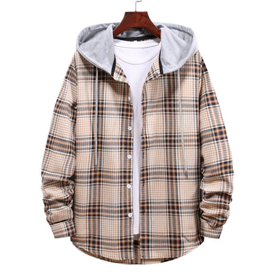 Camisa Cuadriculada con Capucha para Hombre - Estilo Coreano Casual Holgado - Image 5